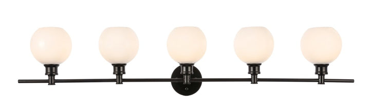 5 Light Black And Frosted White Glass Wall Sconce by Living District