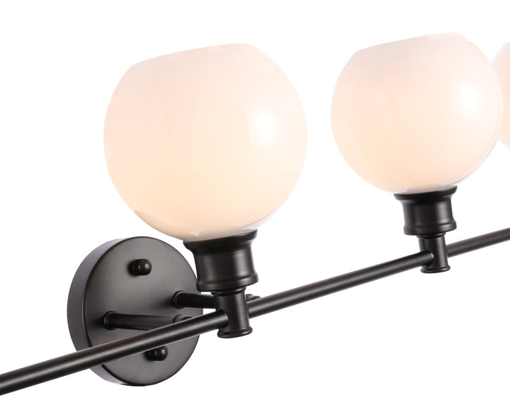 5 Light Black And Frosted White Glass Wall Sconce