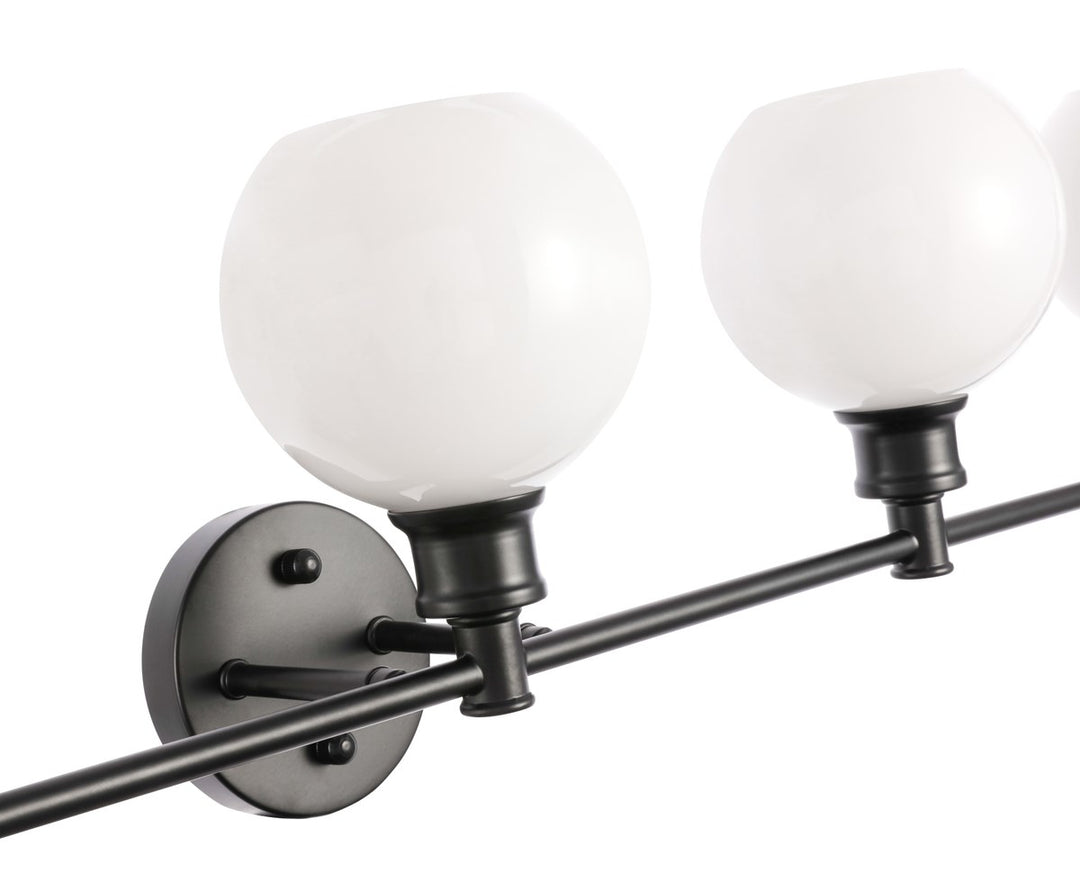 5 Light Black And Frosted White Glass Wall Sconce