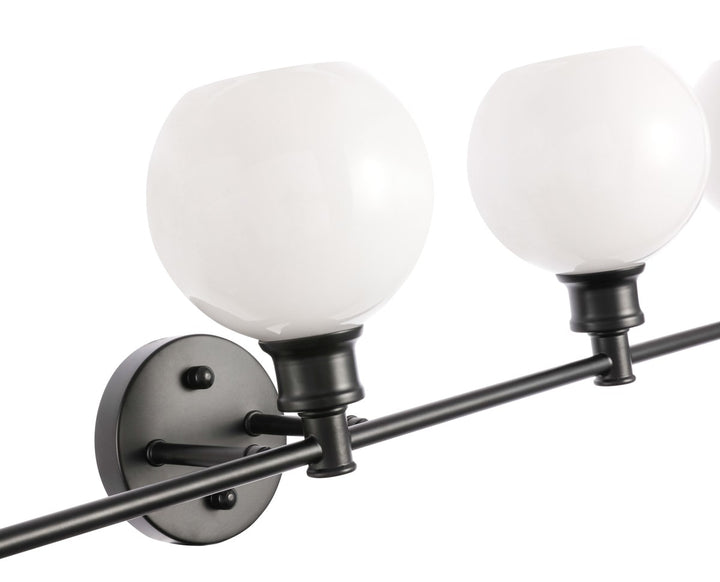 5 Light Black And Frosted White Glass Wall Sconce