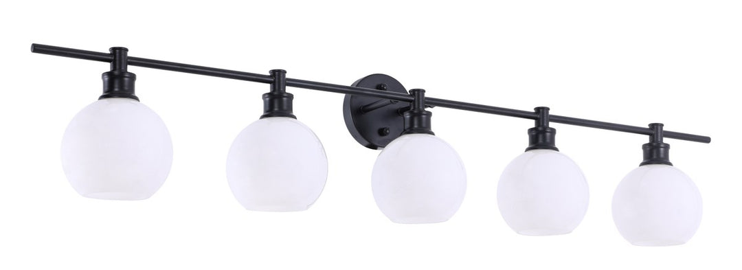 5 Light Black And Frosted White Glass Wall Sconce