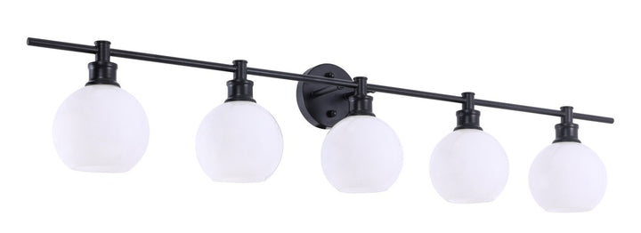 5 Light Black And Frosted White Glass Wall Sconce