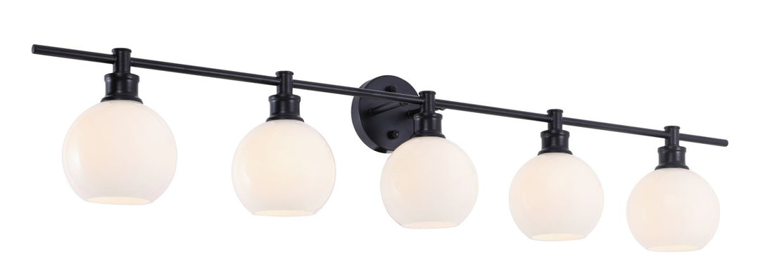 5 Light Black And Frosted White Glass Wall Sconce