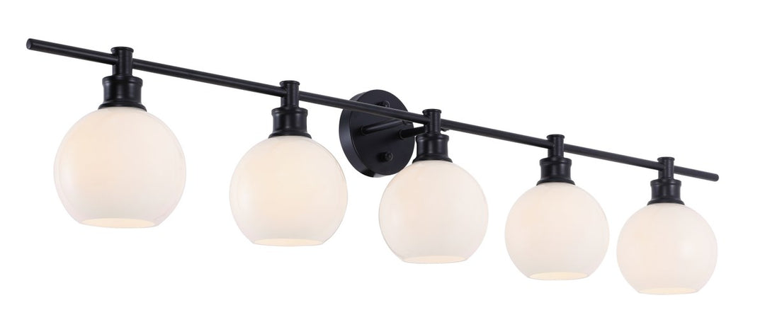 5 Light Black And Frosted White Glass Wall Sconce