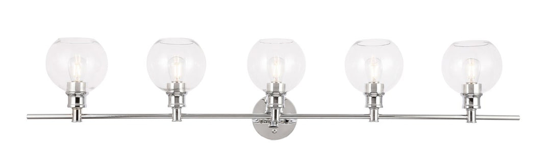 5 Light Chrome And Clear Glass Wall Sconce by Living District