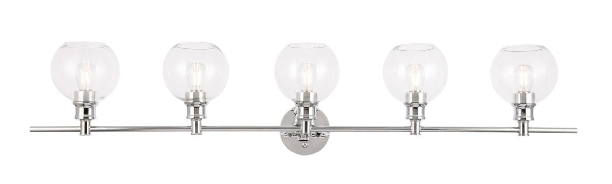 5 Light Chrome And Clear Glass Wall Sconce by Living District