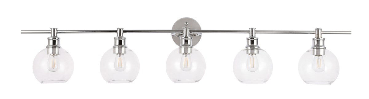 5 Light Chrome And Clear Glass Wall Sconce