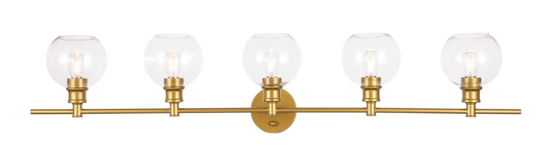 5 Light Brass And Clear Glass Wall Sconce by Living District