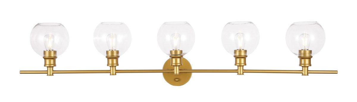 5 Light Brass And Clear Glass Wall Sconce by Living District