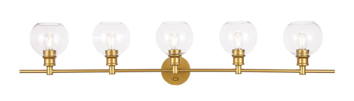 5 Light Brass And Clear Glass Wall Sconce by Living District