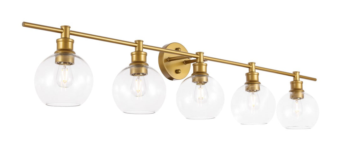 5 Light Brass And Clear Glass Wall Sconce