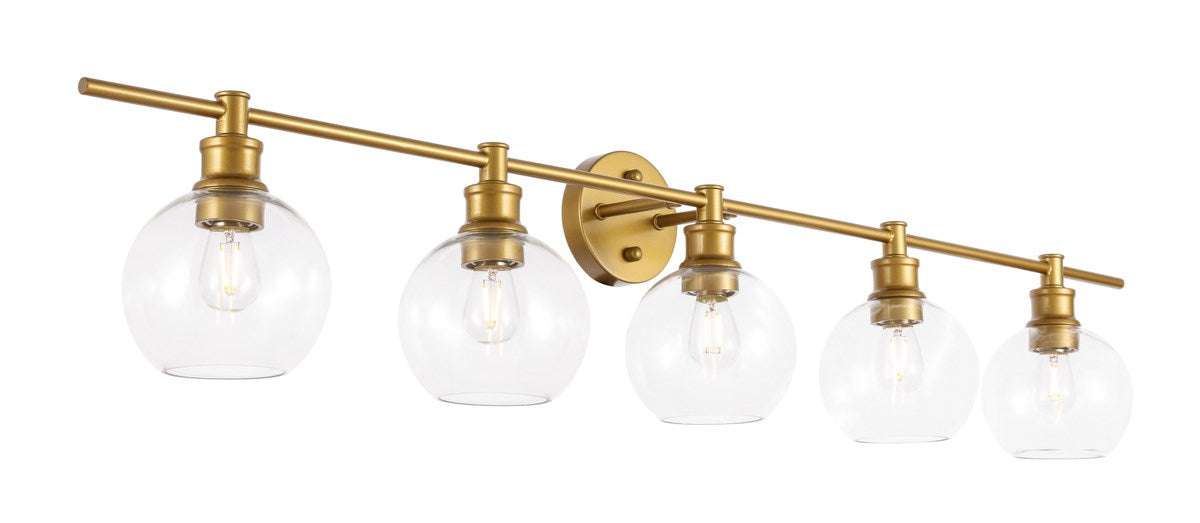 5 Light Brass And Clear Glass Wall Sconce