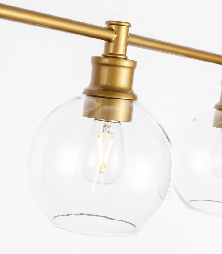 5 Light Brass And Clear Glass Wall Sconce