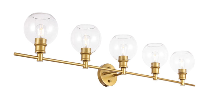 5 Light Brass And Clear Glass Wall Sconce