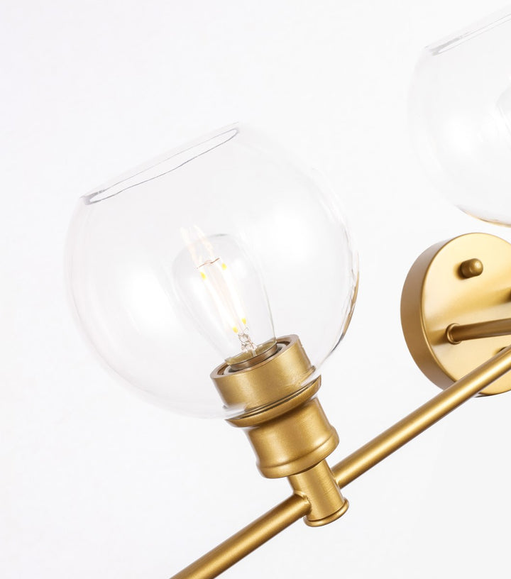 5 Light Brass And Clear Glass Wall Sconce