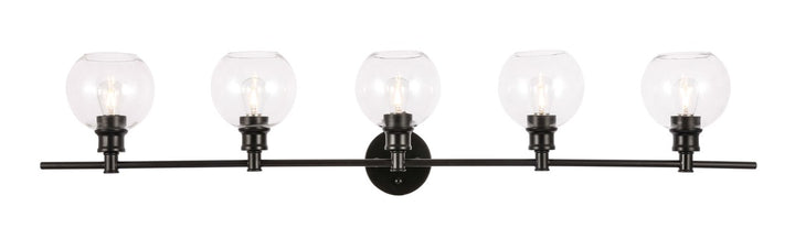 5 Light Black And Clear Glass Wall Sconce by Living District
