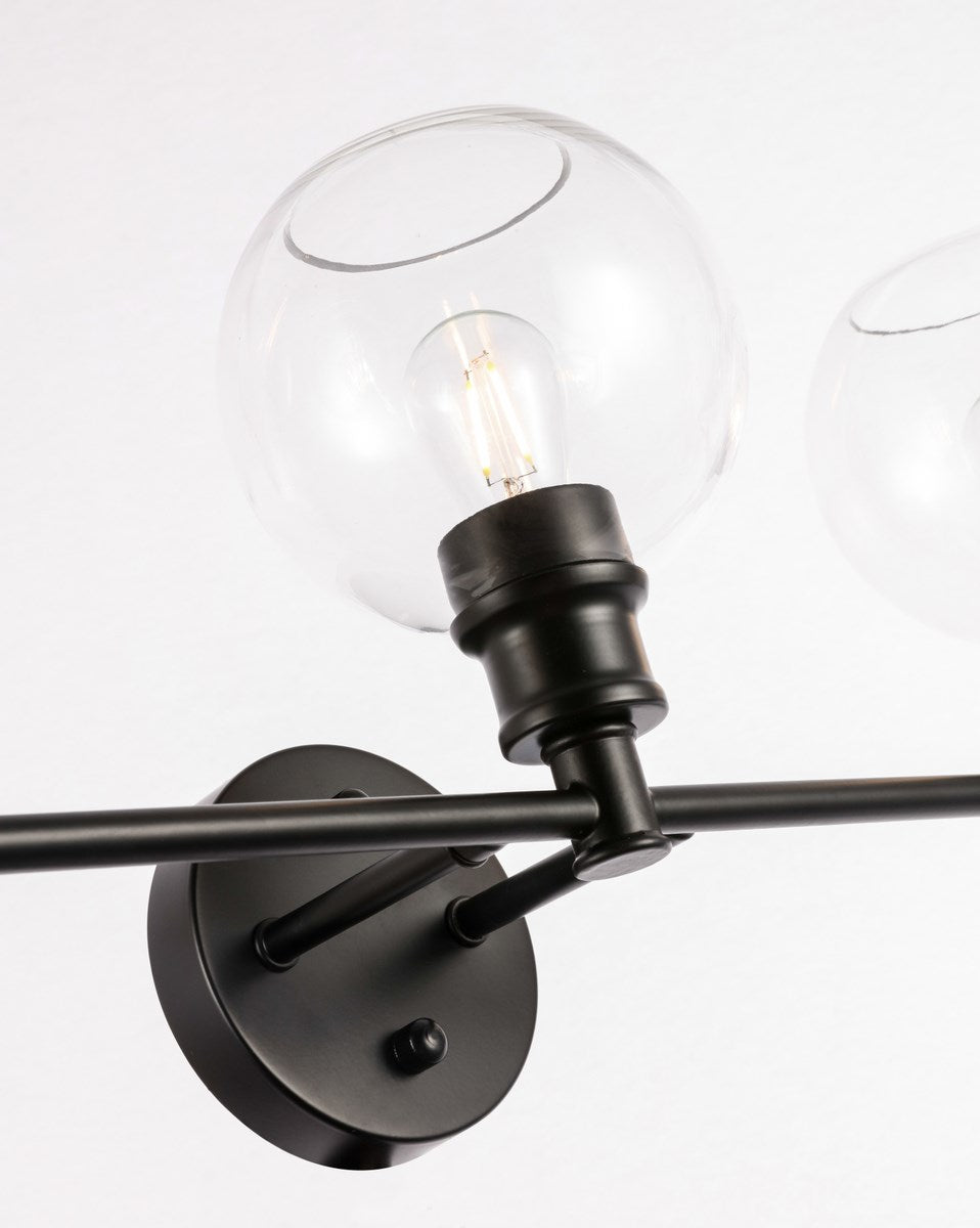 5 Light Black And Clear Glass Wall Sconce