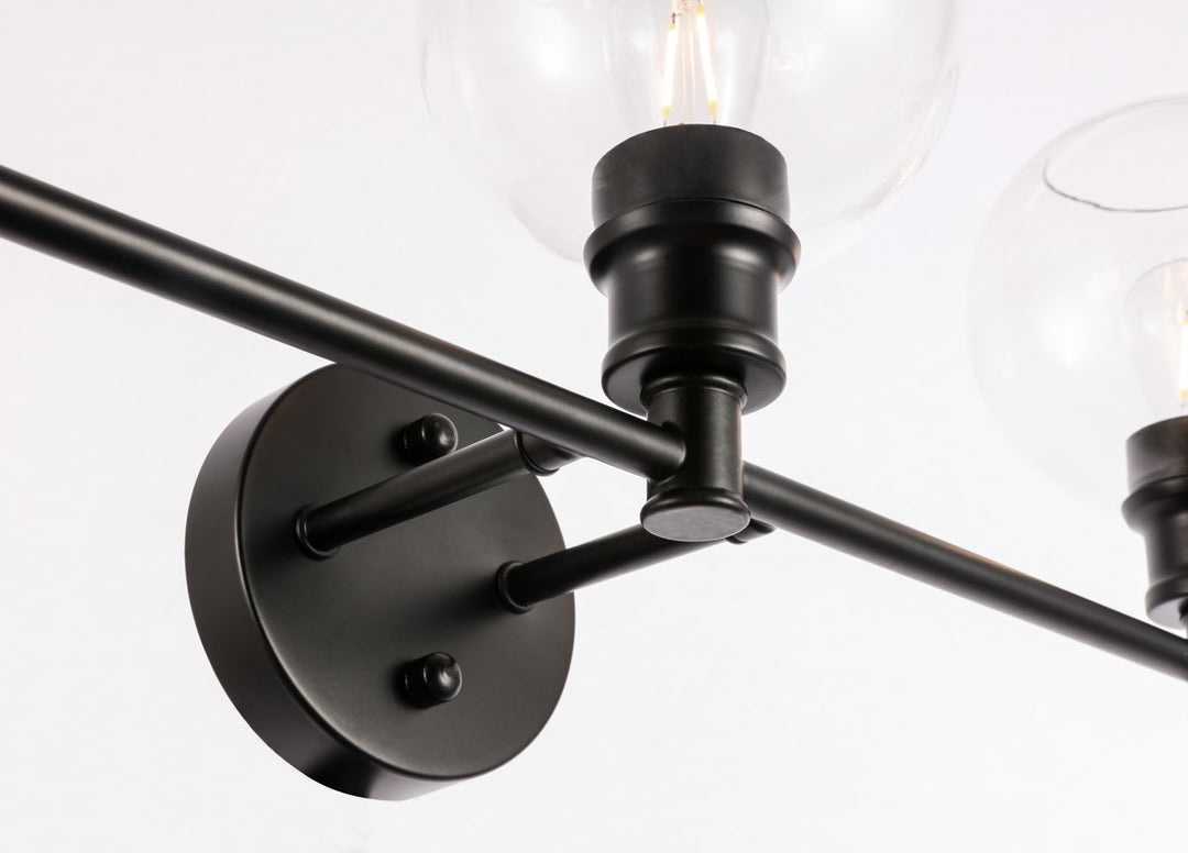 5 Light Black And Clear Glass Wall Sconce