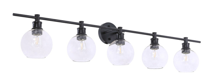 5 Light Black And Clear Glass Wall Sconce