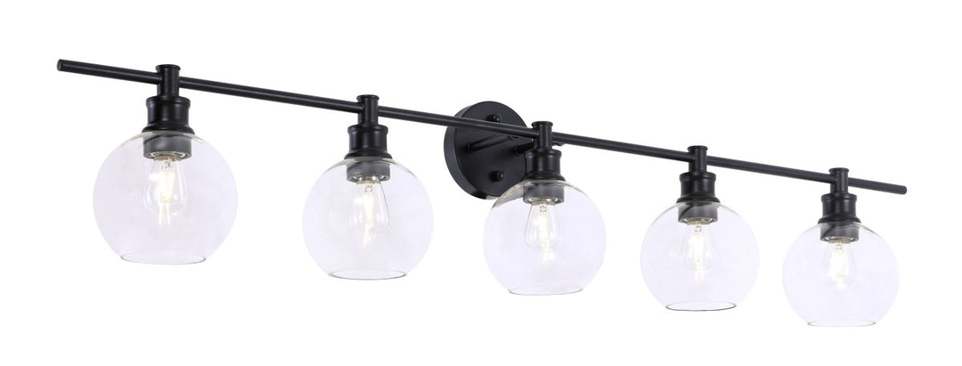 5 Light Black And Clear Glass Wall Sconce