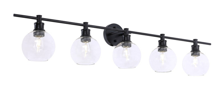 5 Light Black And Clear Glass Wall Sconce