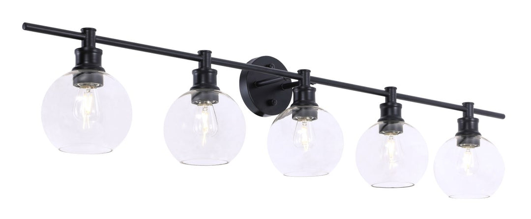 5 Light Black And Clear Glass Wall Sconce
