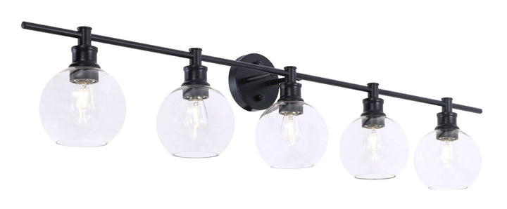 5 Light Black And Clear Glass Wall Sconce