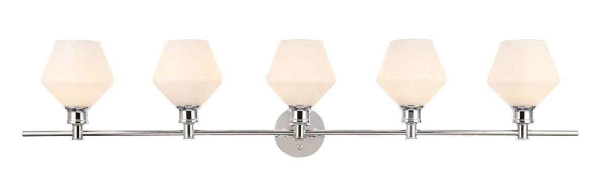 5 Light Chrome And Frosted White Glass Wall Sconce by Living District