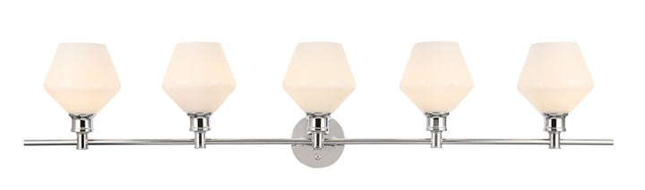 5 Light Chrome And Frosted White Glass Wall Sconce by Living District