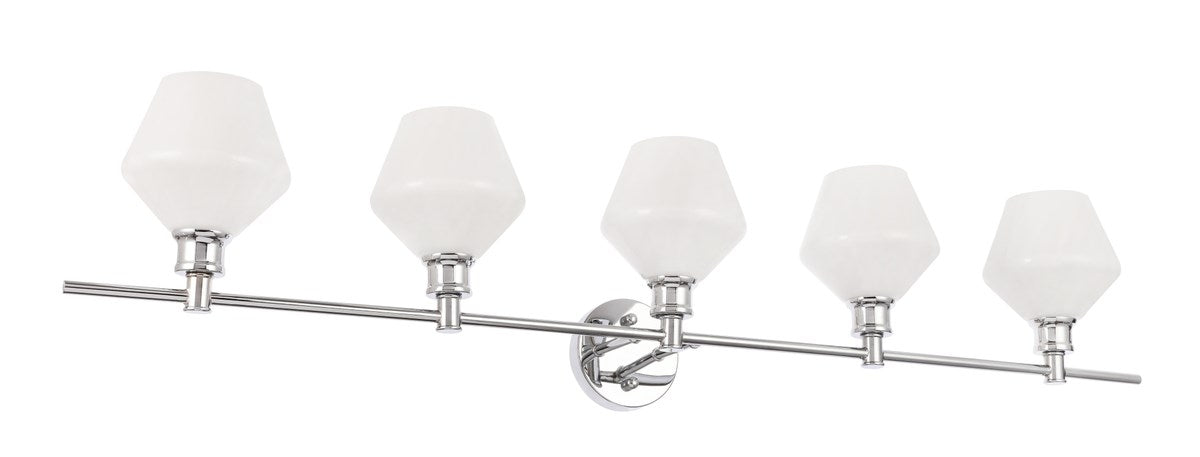 5 Light Chrome And Frosted White Glass Wall Sconce