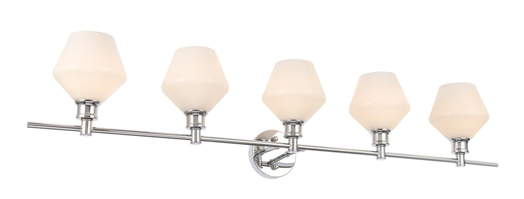 5 Light Chrome And Frosted White Glass Wall Sconce