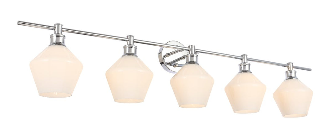 5 Light Chrome And Frosted White Glass Wall Sconce