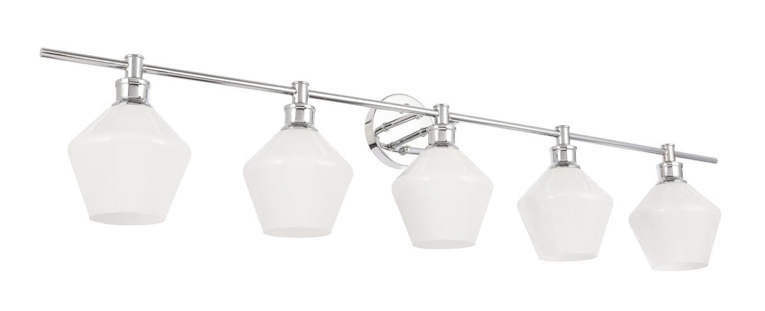 5 Light Chrome And Frosted White Glass Wall Sconce