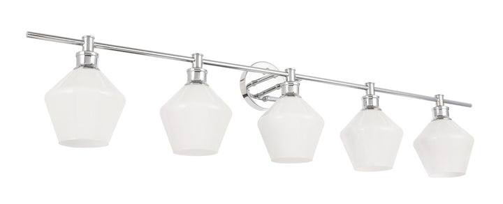 5 Light Chrome And Frosted White Glass Wall Sconce