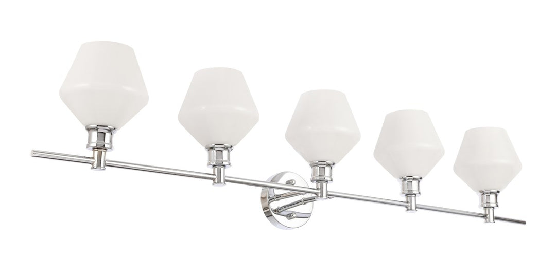 5 Light Chrome And Frosted White Glass Wall Sconce