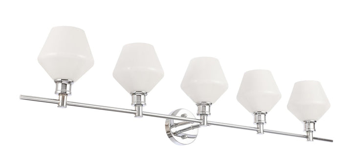 5 Light Chrome And Frosted White Glass Wall Sconce