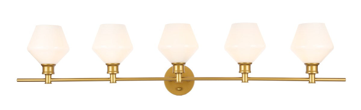 5 Light Brass And Frosted White Glass Wall Sconce by Living District