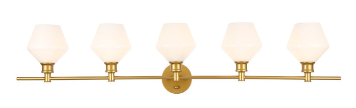 5 Light Brass And Frosted White Glass Wall Sconce by Living District
