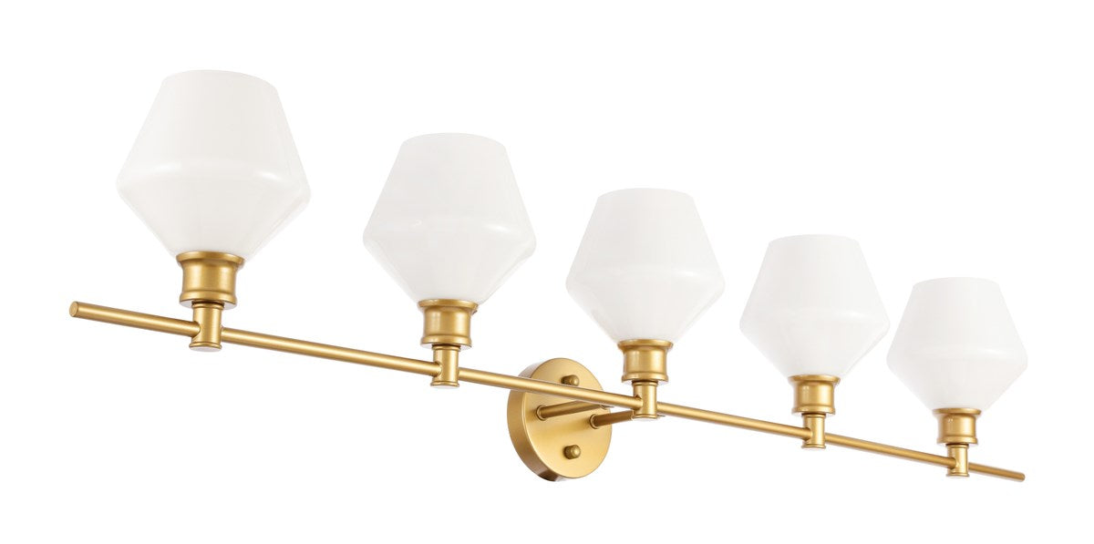5 Light Brass And Frosted White Glass Wall Sconce