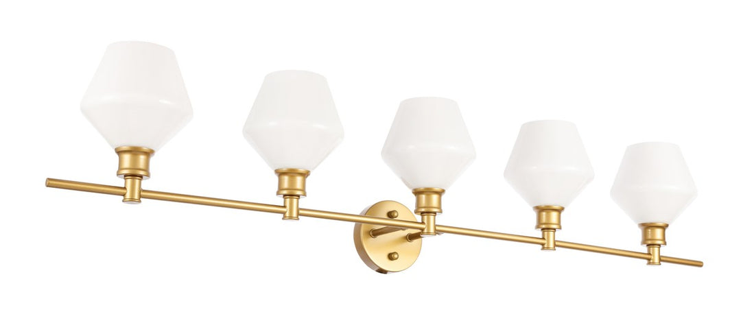 5 Light Brass And Frosted White Glass Wall Sconce