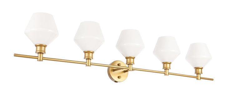 5 Light Brass And Frosted White Glass Wall Sconce