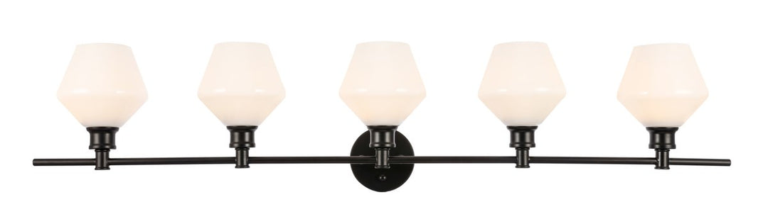 5 Light Black And Frosted White Glass Wall Sconce by Living District