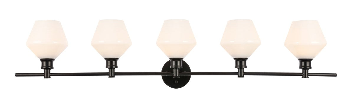 5 Light Black And Frosted White Glass Wall Sconce by Living District