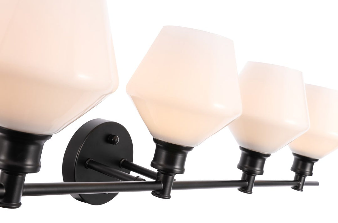 5 Light Black And Frosted White Glass Wall Sconce