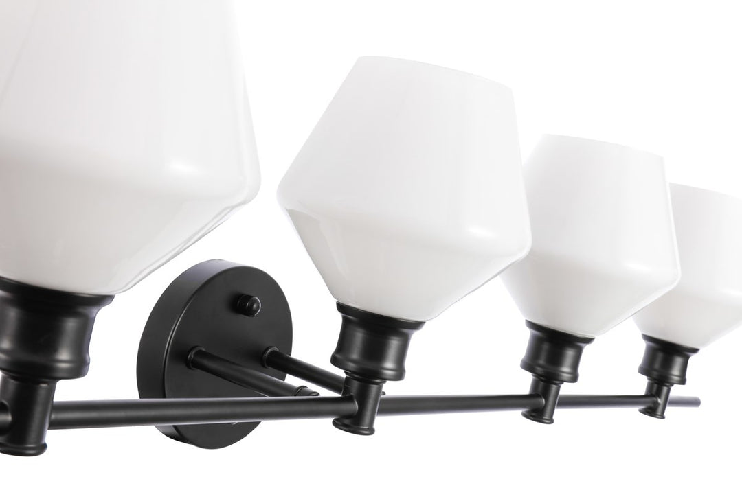 5 Light Black And Frosted White Glass Wall Sconce