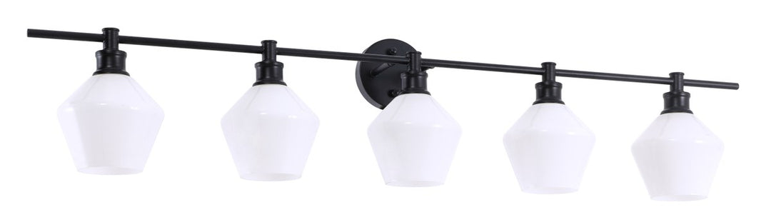 5 Light Black And Frosted White Glass Wall Sconce