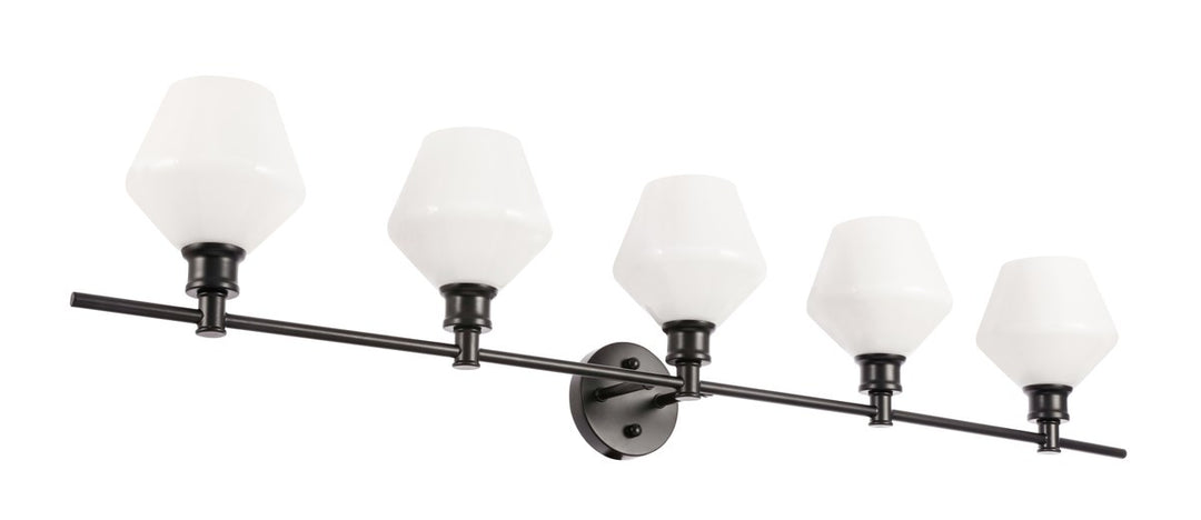 5 Light Black And Frosted White Glass Wall Sconce