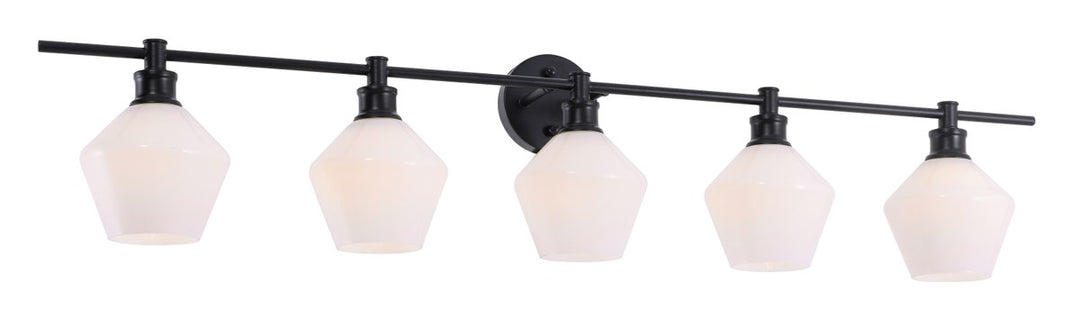 5 Light Black And Frosted White Glass Wall Sconce
