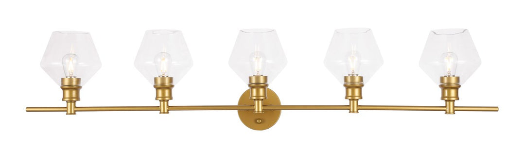 5 Light Brass And Clear Glass Wall Sconce by Living District