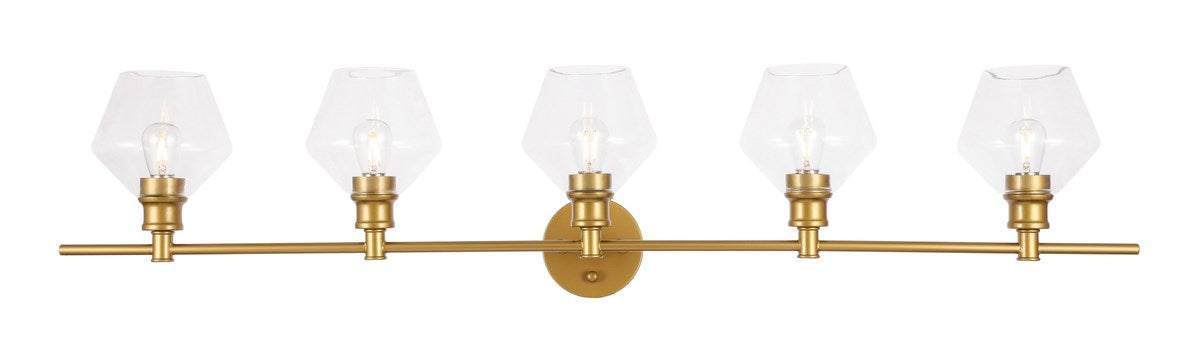5 Light Brass And Clear Glass Wall Sconce by Living District